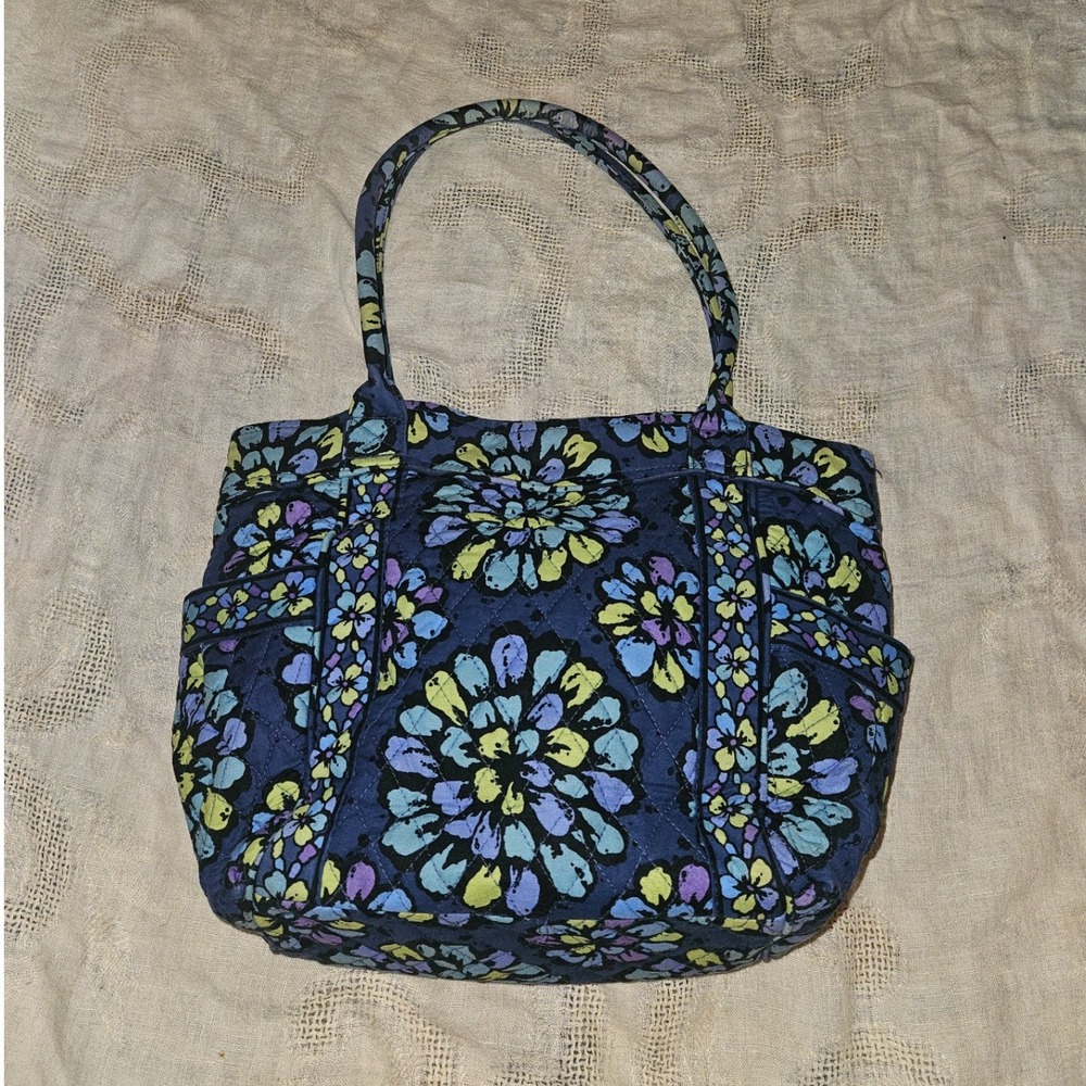 Vera Bradley Provencal Quilted Floral Tote Bag Blue Yellow Purple Floral